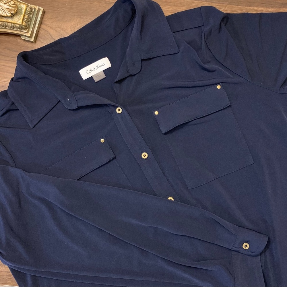 Calvin Klein Navy Blue Shirt Dress Size 12